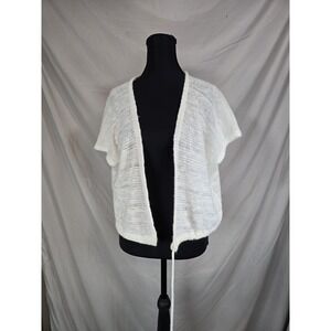 Sally Gee Vintage Ivory Open Cardigan Acrylic Sweater Medium M